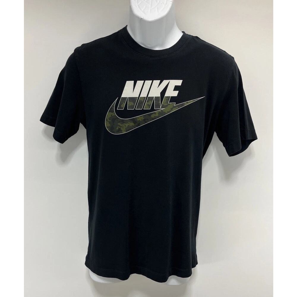 Nike Black/Green Camouflaged Graphic Tee | Size Small EUC